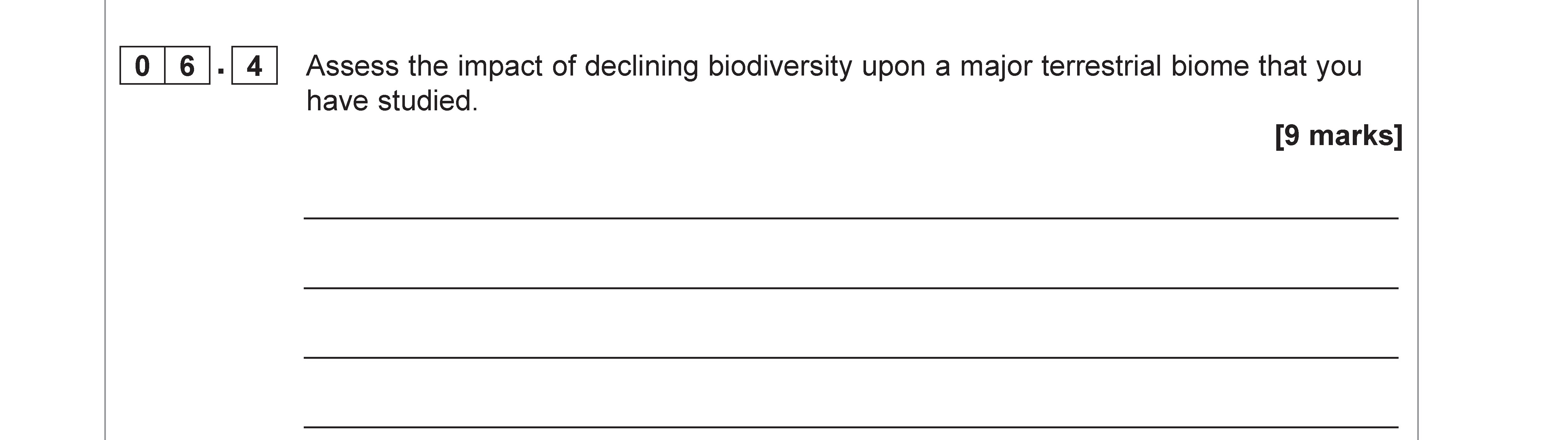 Assess-the-impact-of-declining-biodiversity-upon-a-major-terrestrial-biome-that-you-have-studied.--AQA-A-Level Geography-Question 6-2020-Paper 1.png